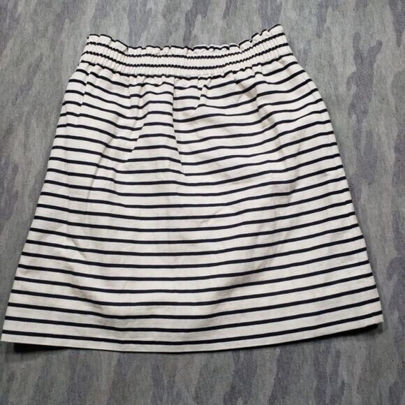J Crew Skirt Womens‎ 2 White Striped Linen Blend - Picture 1 of 8